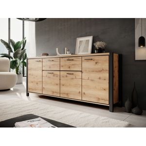 Meubella - Acapulco - Dressoir - Eiken - Zwart - 213 cm