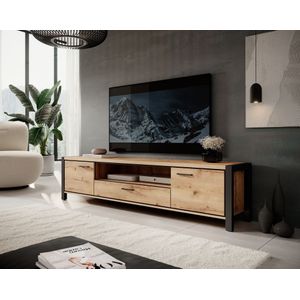 Meubella - TV-Meubel Acapulco - Eiken - Zwart - 210 cm