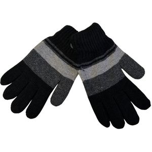 Warmhoudende Kinder Handschoenen / Gloves | Gestreepte handschoen | One Size - Zwart