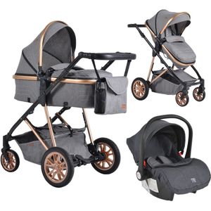 Cangaroo Midas Grey 3-in-1 Combi Kinderwagen incl. Autostoel