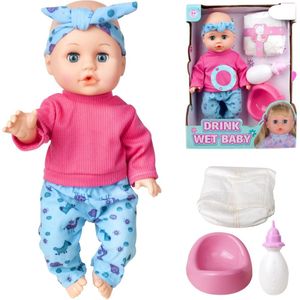 Eco Toys - Pop Blauw/Roze Outfit - 33cm - Inclusief Accessoires