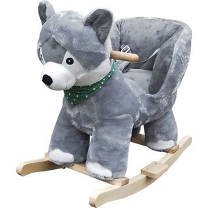 MamaLoes - Husky Hobbeldier - Grijs - Hout - Voor Kinderen vanaf 12 Maanden