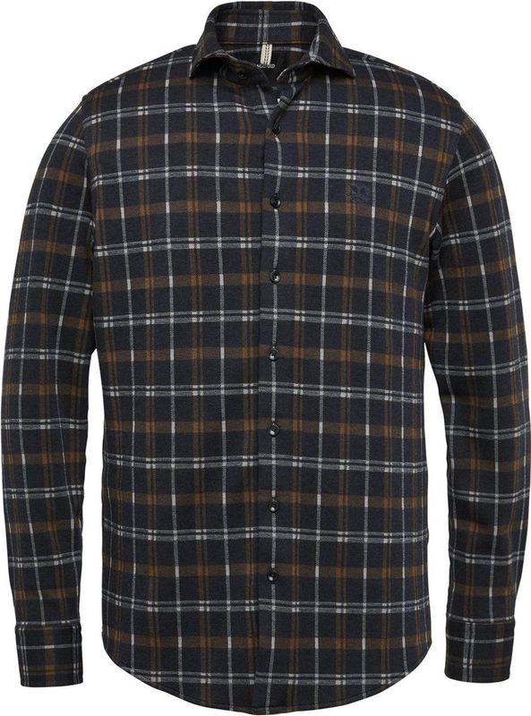 Vanguard - Geruit Overhemd - Donkerblauw - Polyester/Viscose/Elastaan