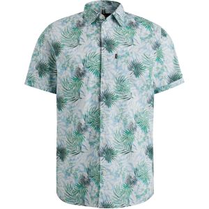 Vanguard - Korte Mouw Overhemd - Blauw - Katoen - Geprint