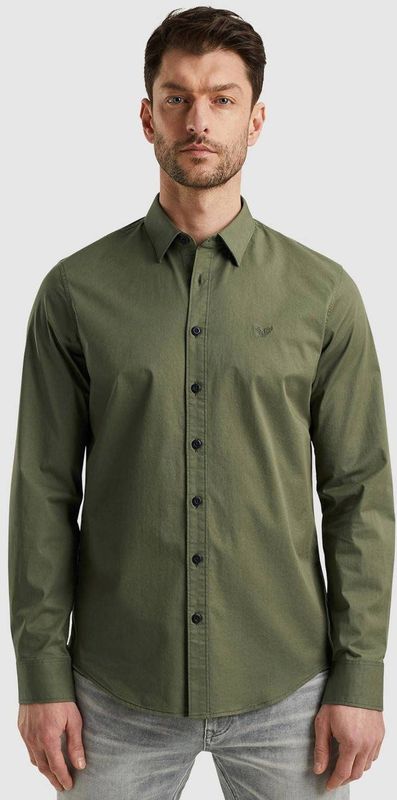 PME Legend Overhemd Lange Mouw Groen - Effen