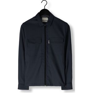 Cast Iron overshirt met rits donkerblauw dubbele borstzak