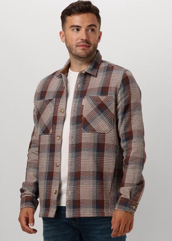Cast Iron Long Sleeve Shirt Heavy Check Overhemden Heren - Bruin