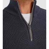 Vanguard - Trui Half Zip Structuur - Blauw - Wolmix