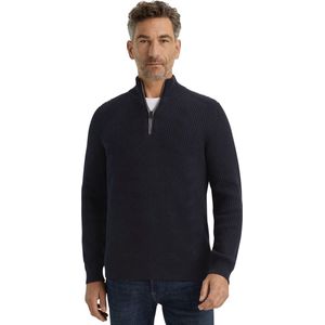 Vanguard - Trui Half Zip Structuur - Blauw - Wolmix
