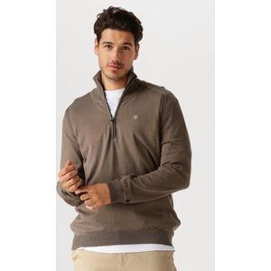 Cast Iron Half Zip Collar Cotton Stretch Truien & Vesten Heren - Sweater - Hoodie - Vest- Bruin