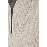 Cast Iron - Schipperstrui - Khaki - Katoen - Kabelpatroon