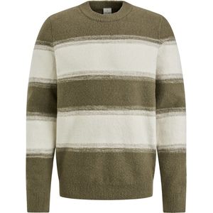 Cast Iron - Gestreepte Trui - Bruin Wit - Katoen en Stretch