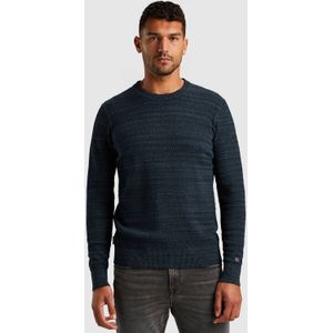 Trui - Donkerblauw - 95% Katoen 5% Polyester - Ronde Hals Lange Mouw