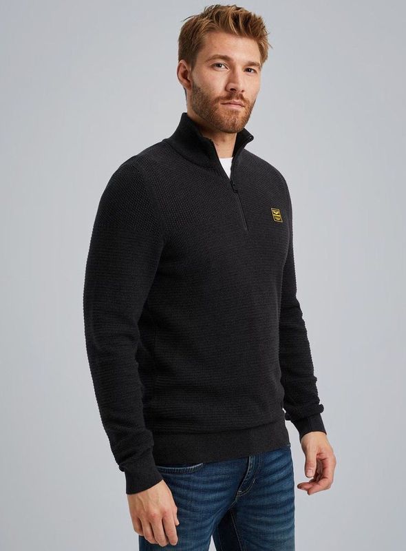 PME Legend Half Zip Collar Cotton Mouline Truien & Vesten Heren - Sweater - Hoodie - Vest- Zwart