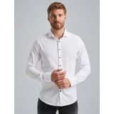 PME Legend - Jersey Overhemd - Wit - Katoen - Effen dessin - Lange mouw