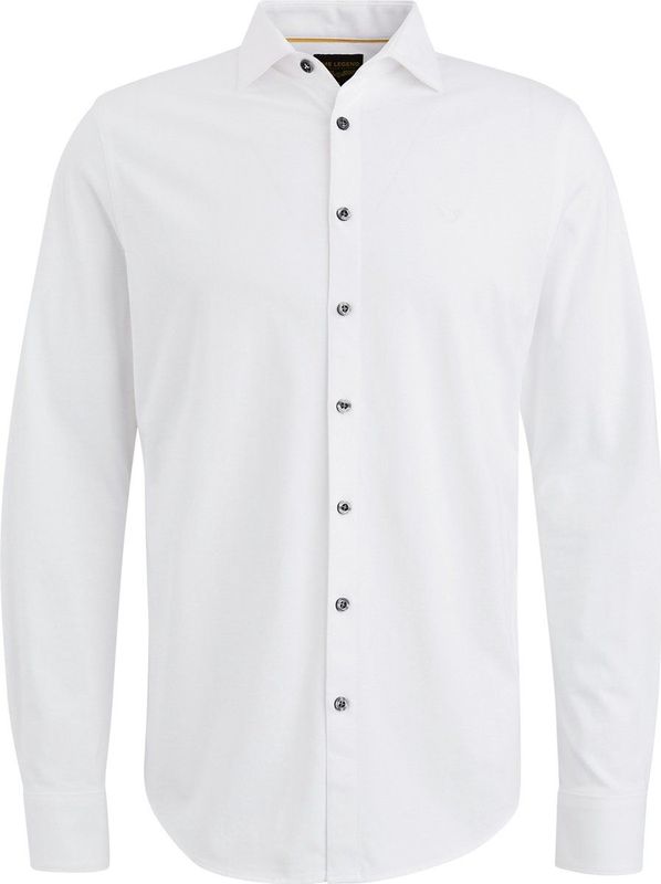 PME Legend - Jersey Overhemd - Wit - Katoen - Effen dessin - Lange mouw