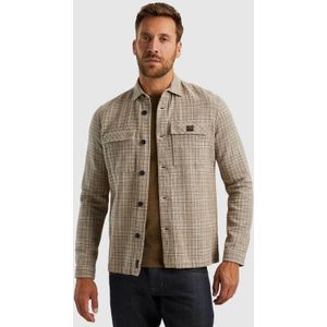PME Legend Overhemd Beige - Lange Mouw - Ruit