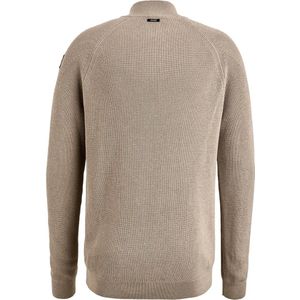 Vanguard trui beige fijn gebreid half zip katoen