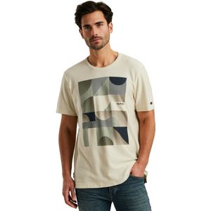 Cast Iron T-shirt Heren Ecru met Geometrische Print