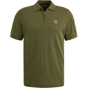PME Legend Half-Zip Poloshirt Interlock Olivgrün - Größe XL