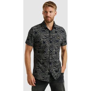 Pme Legend Overhemd - Blauw - Casual Heren Katoen Korte Mouwen