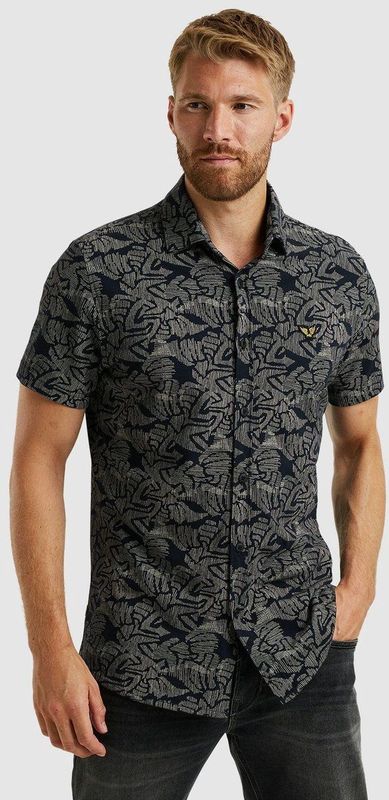 PME Legend - Casual Overhemd - Blauw - Katoen - Korte Mouw