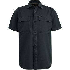 PME Legend, Overhemden, Heren, Blauw, L, Katoen, Korte Mouw Slub Katoenen Overhemd Psis 2503242
