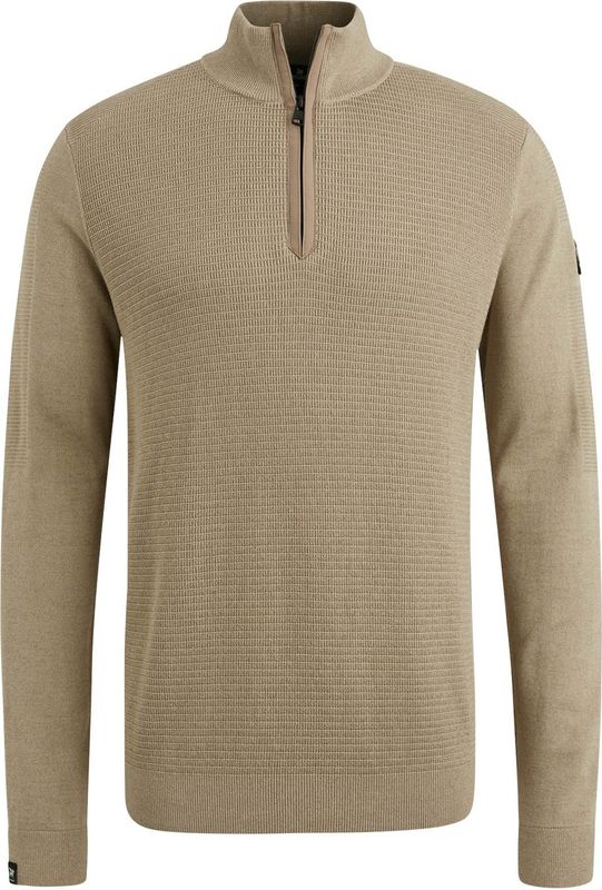 Vanguard - Trui Half Zip - Beige - Regular-fit - Katoen en Modal