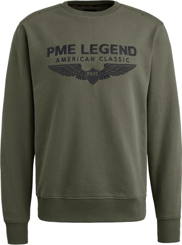 PME Legend Sweater Donkergroen - Lange Mouwen, Ronde Hals