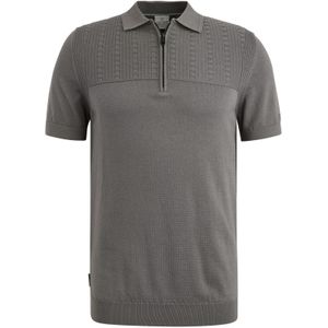 Cast Iron Half-Zip Polo Structure Anthrazit - Größe XL