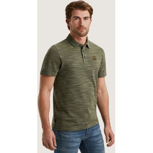 PME Legend - Gestreept Space Dye Poloshirt - Groen - Katoenmix - Korte Mouwen