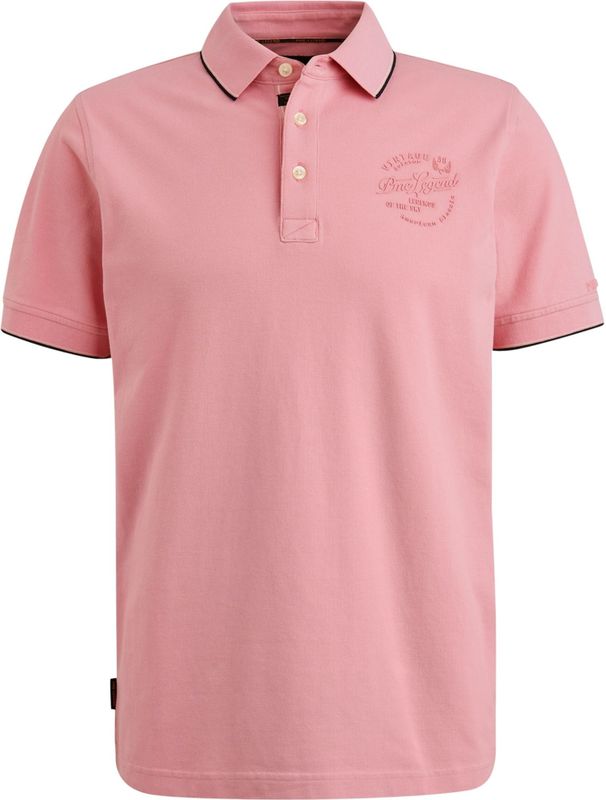 PME Legend - Poloshirt Piqué Logo - Roze - Regular-fit - Katoen en Stretch