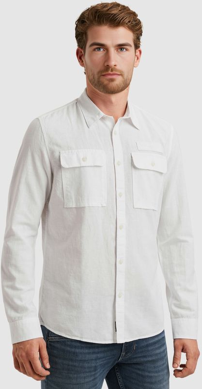 PME LEGEND Langarmhemd »Long Sleeve Shirt Cotton/linen«, mit Brusttaschen und mit Leinen