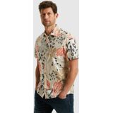 PME Legend - Overhemd - Licht Beige - Multicolor - 100% Katoen - Korte Mouwen