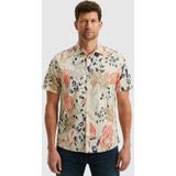 PME Legend - Overhemd - Licht Beige - Multicolor - 100% Katoen - Korte Mouwen