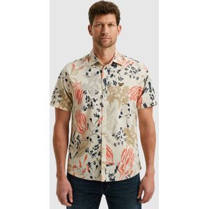 PME Legend - Overhemd - Licht Beige - Multicolor - 100% Katoen - Korte Mouwen