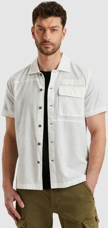 PME Legend - Short Sleeve Overhemd - Wit - Linnen Blend