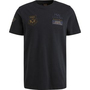 PME Legend - T-Shirt Waffle - Donkerblauw - Katoen en Stretch - Regular-fit