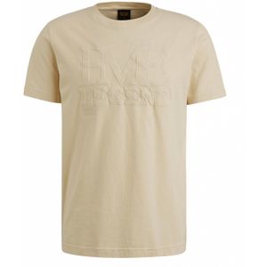 PME Legend T-shirt ecru (Maat: M) - Tekst - Halslijn: Ronde hals,