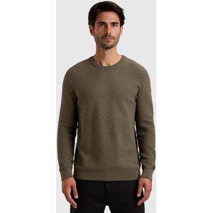 Cast Iron - Pullover - Groen - Crewneck Regular Fit - Katoen Stretch