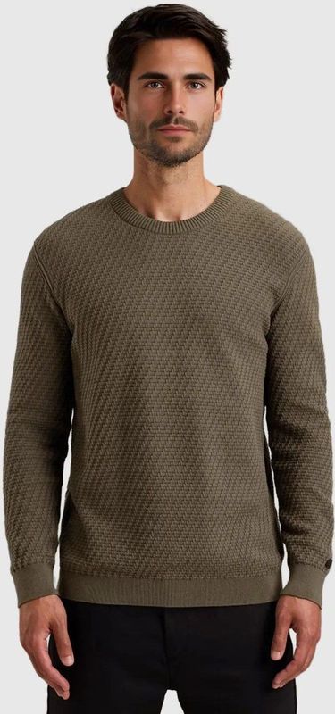 Cast Iron - Pullover - Groen - Crewneck Regular Fit - Katoen Stretch