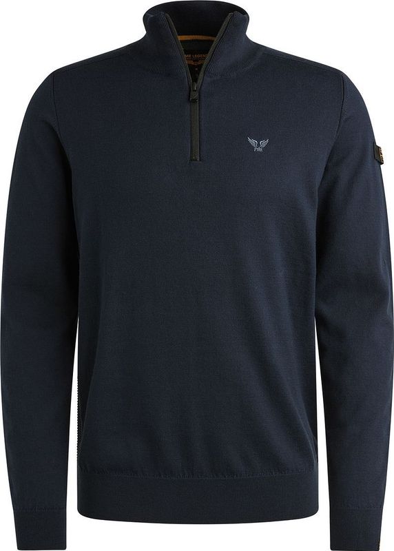 PME Legend - Half Zip Trui - Blauw - Regular-fit - Biologisch Katoen