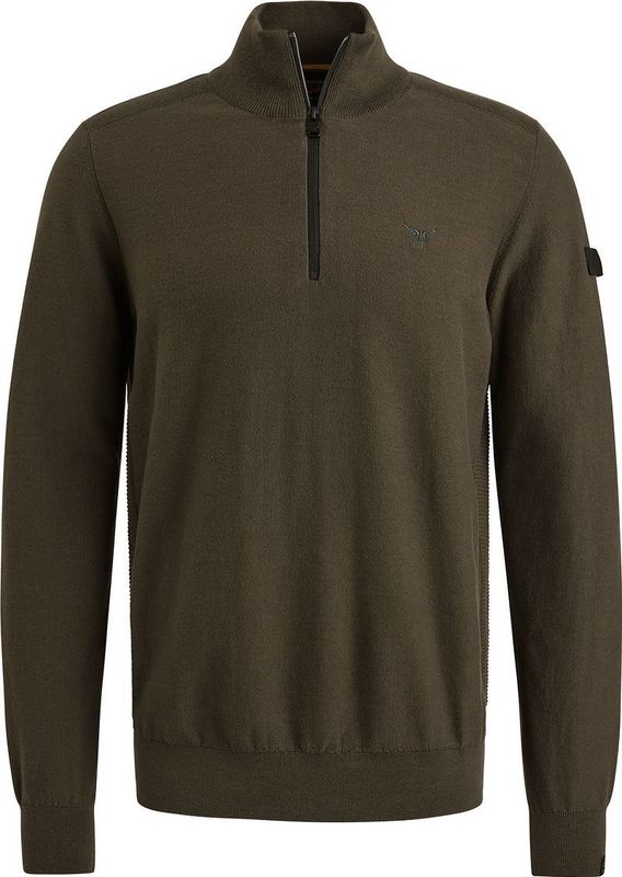 PME Legend - Half Zip Trui - Groen - Regular-fit - Biologisch Katoen