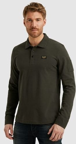 PME Legend - American Classic Longsleeve Poloshirt - Bruin - Regular-fit - Katoen en Stretch