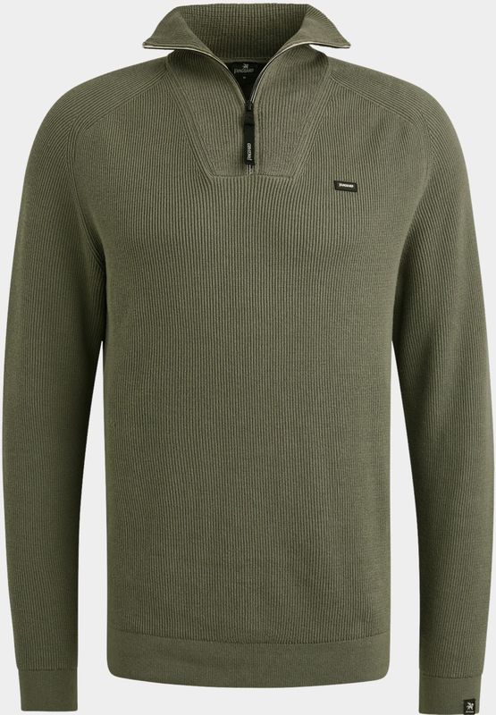 Vanguard - Trui - Groen - Half Zip - Gebreid Katoen - Lange Mouw