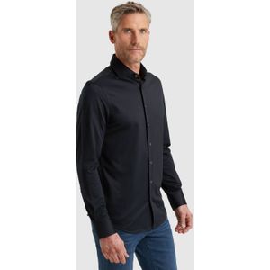 Vanguard Heren overhemd lange mouw blauw (Maat: S) - Effen