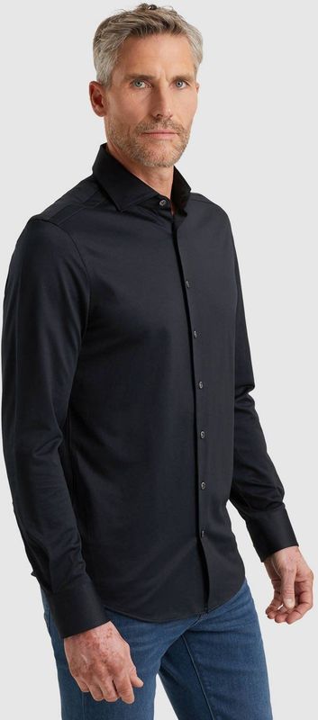 Vanguard Heren overhemd lange mouw blauw (Maat: S) - Effen