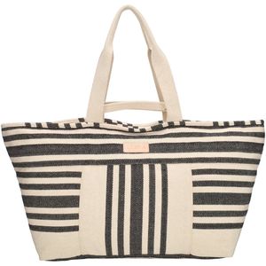 PE Florence - Strandtas - Zwart/Natural - Ruim Hoofdvak met Ritssluiting