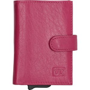 Double-D Pasjeshouder / creditcardhouder - munt en briefgeld vak - Anti Skim - 8 pasjes - 100% Leer – Fuchsia