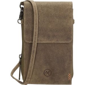 Hide & Stitches Idaho Telefoontasje - Donkerzand - 100% Leer